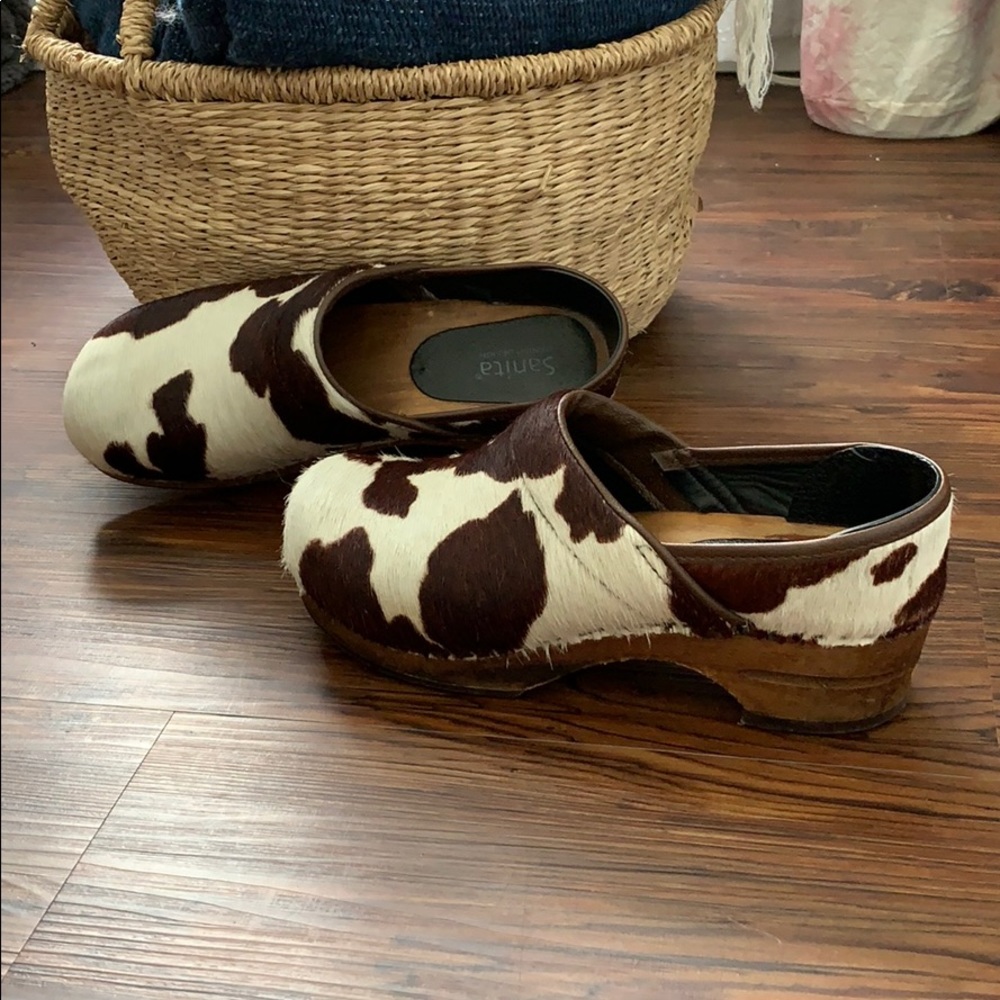 Sanita calf fur clogs